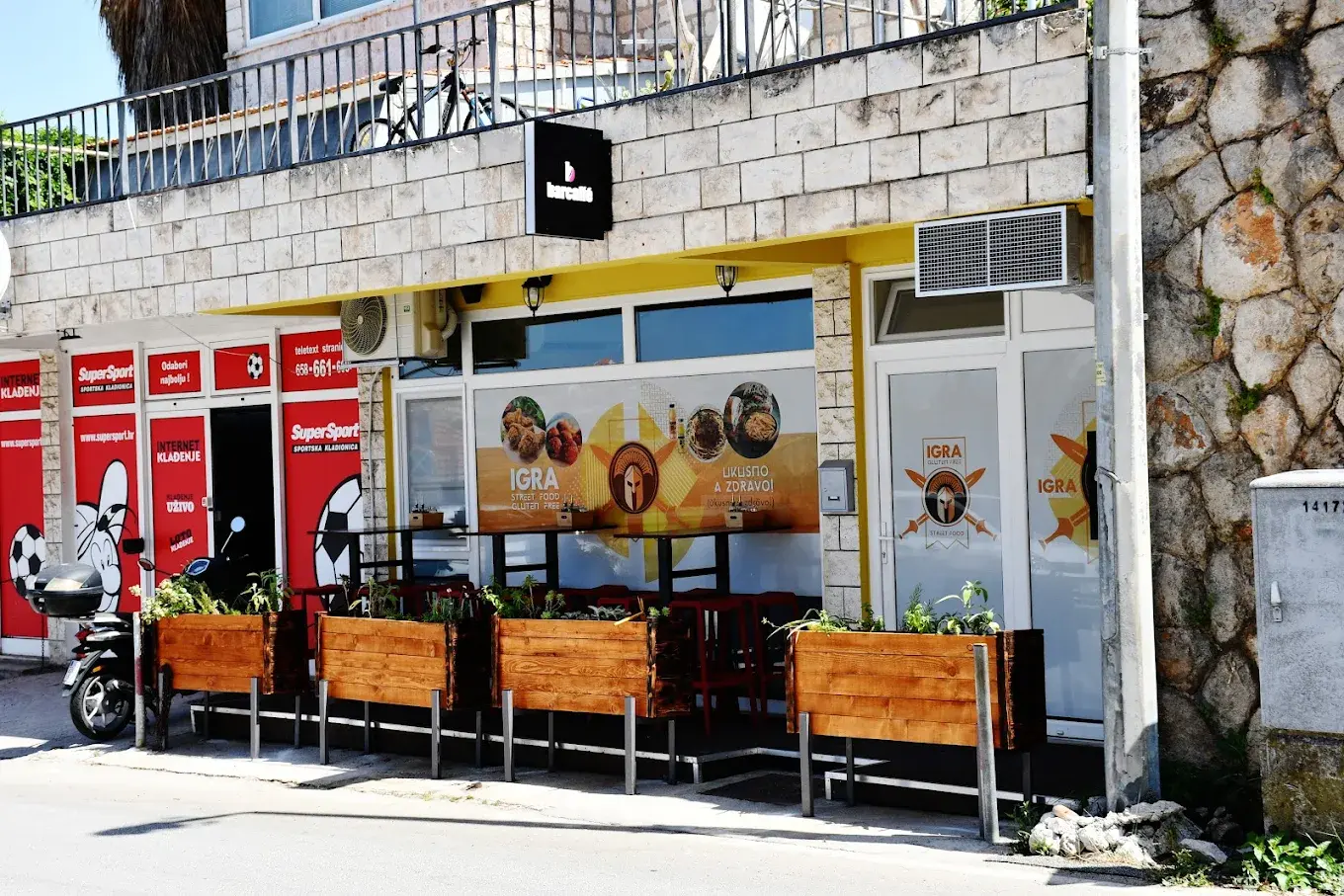 Outside terrace of a street food bar