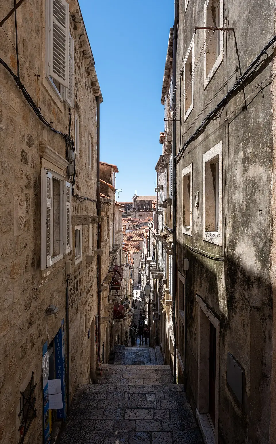 Narrow Dubrovnik old town street with stairs