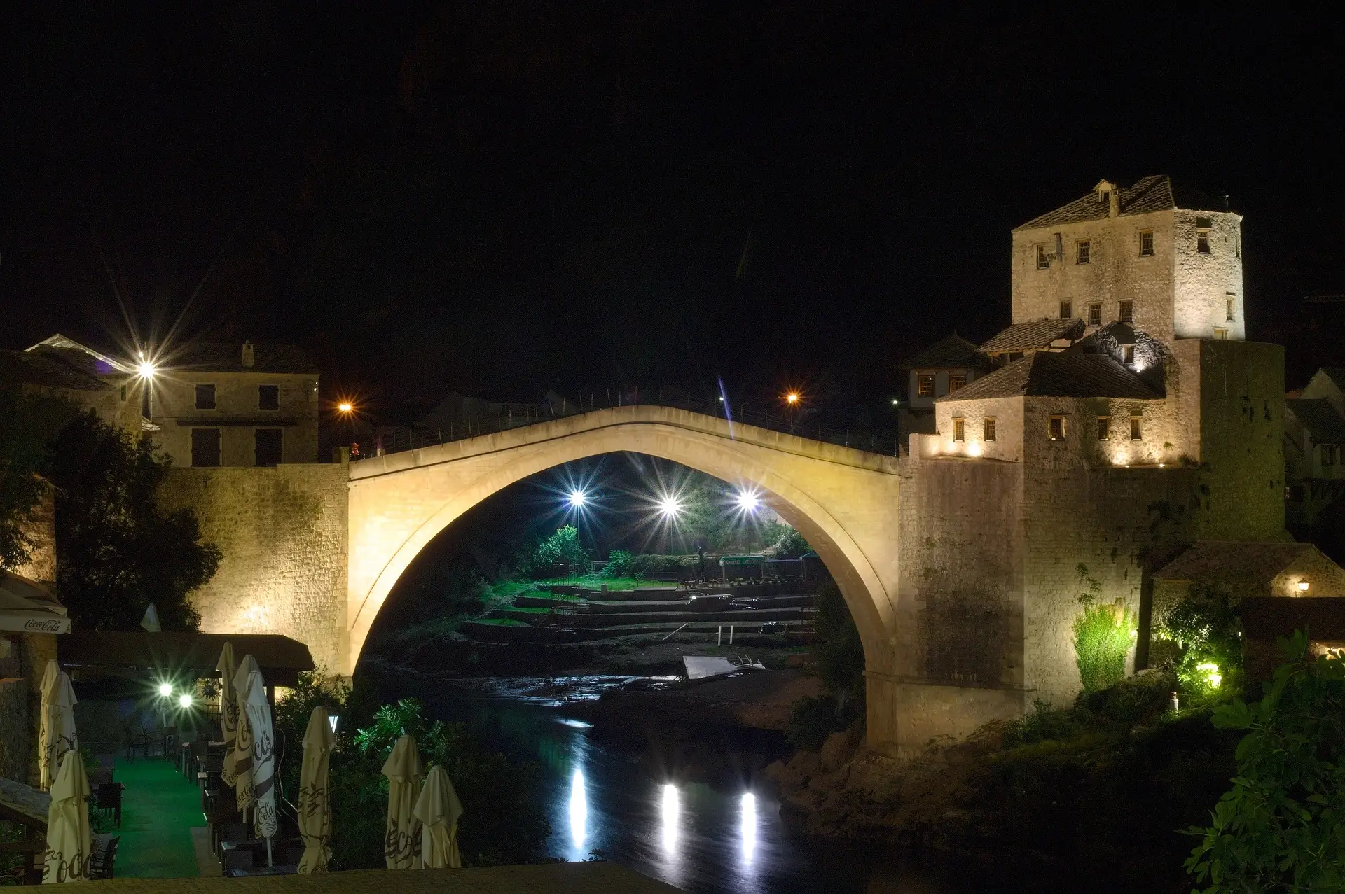 mostar bridge by night