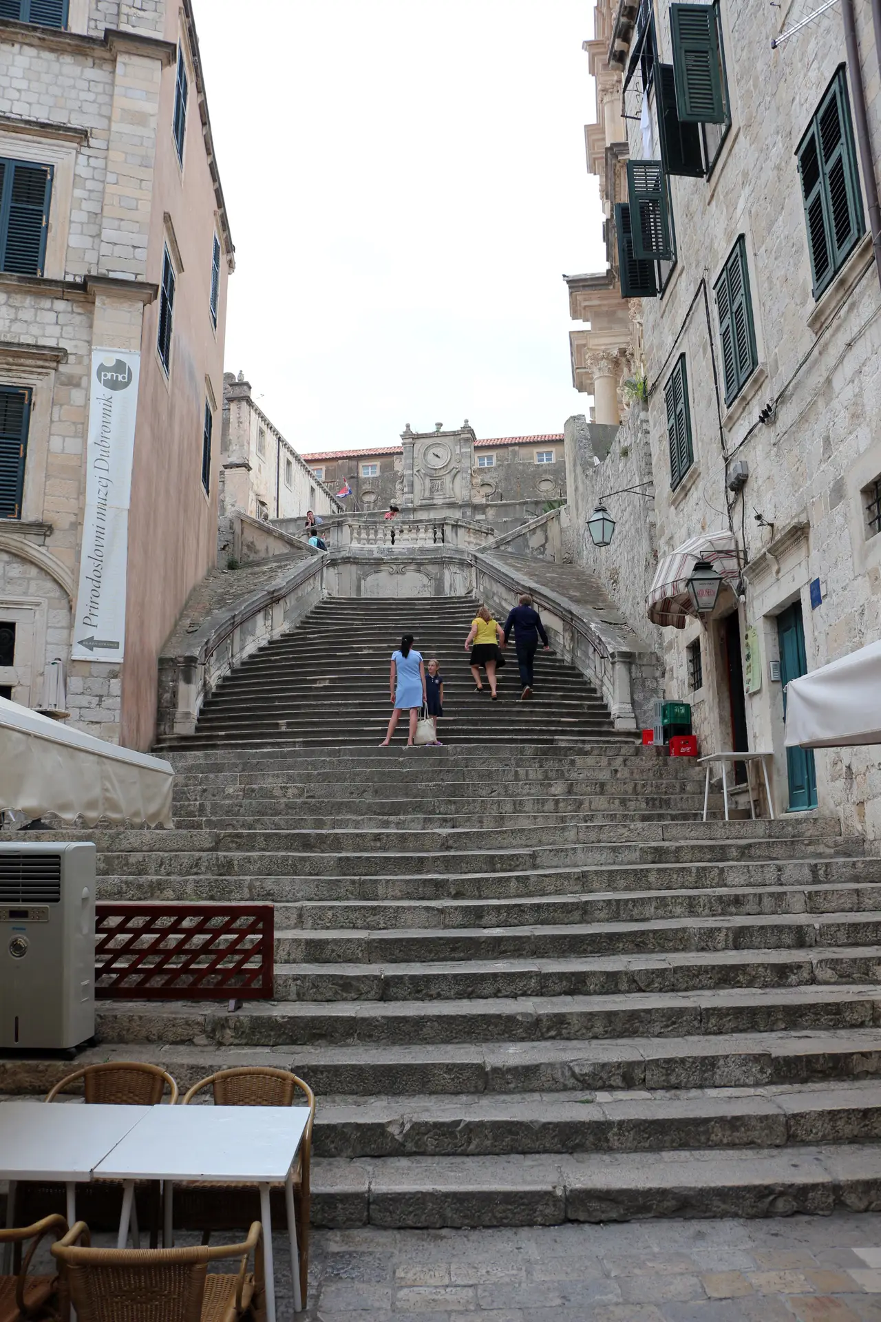 Stone stairs below church