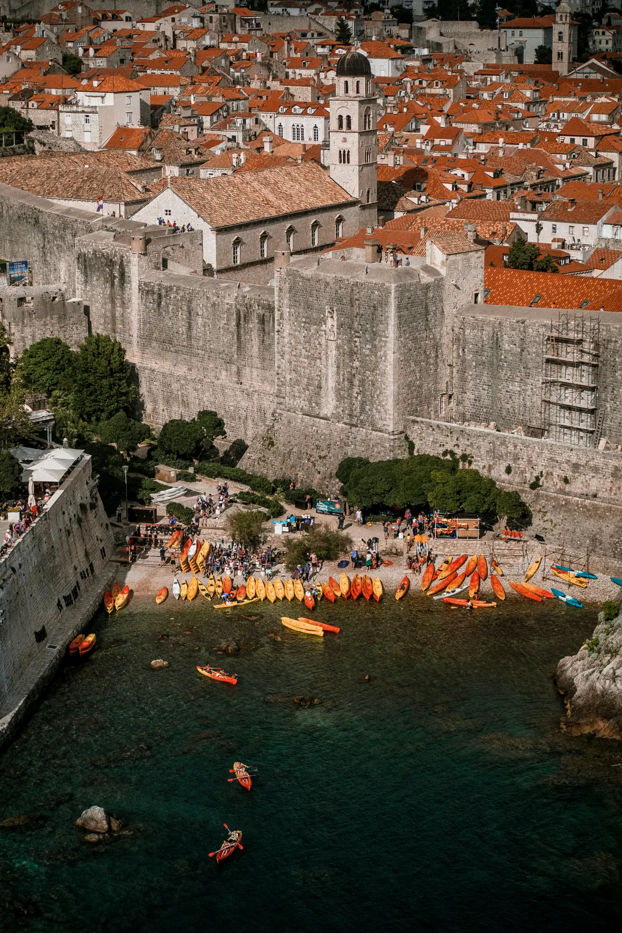 aerial view of a sea kayaks at the beach