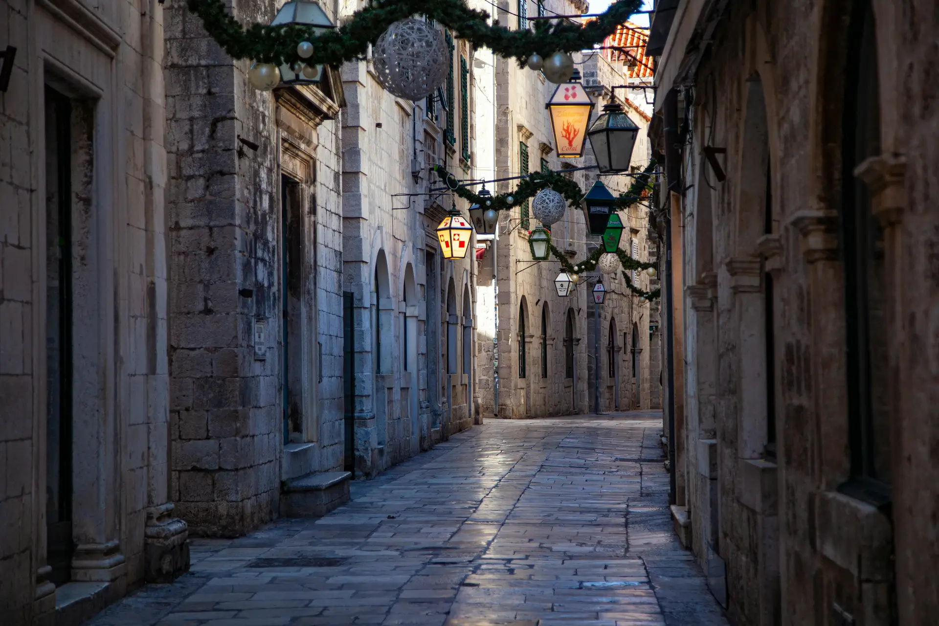 streets of a city during holidays